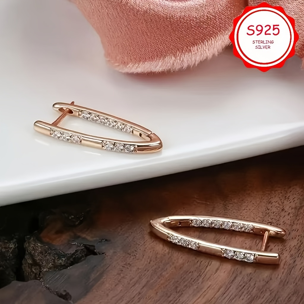 s925 sterling silvery fashionable and luxurious v shaped pendant earrings anti allergy bohemian style suitable for valentines day gifts high quality jewelry for daily vacations Product details 2