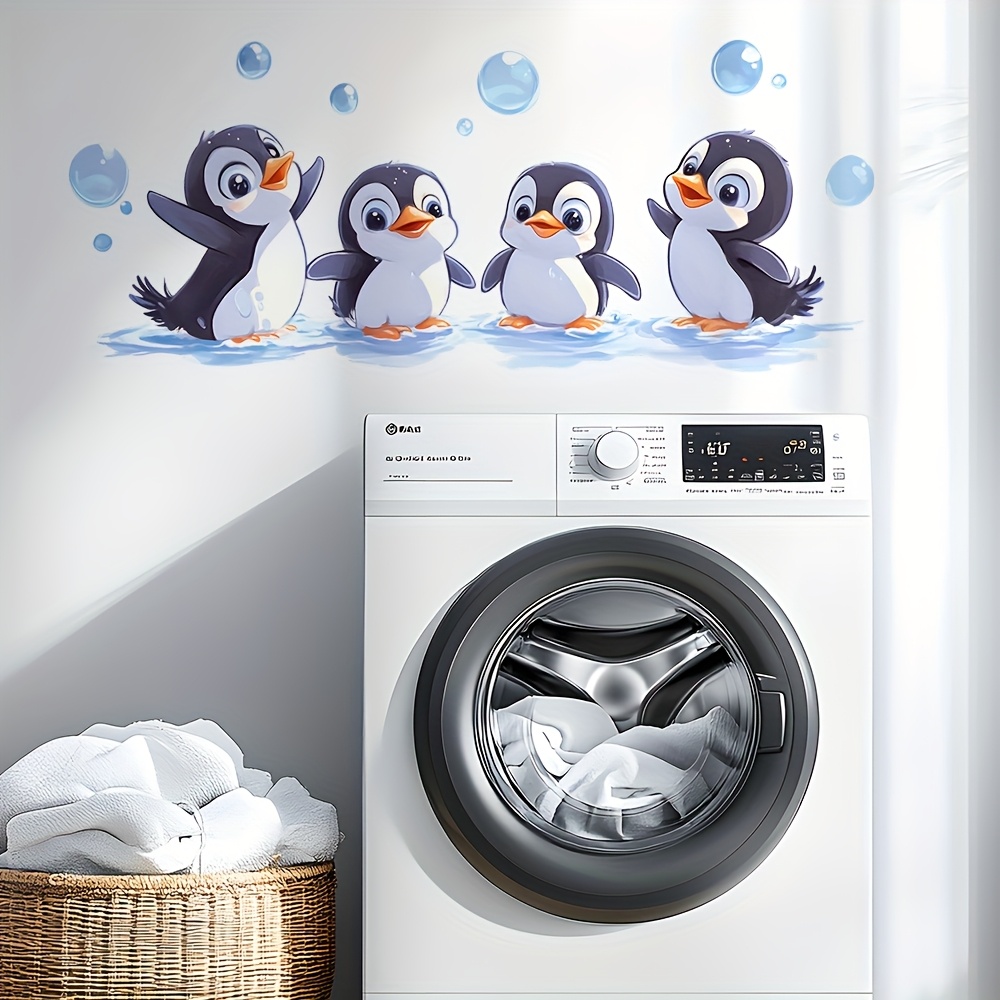 Cute Penguin Playing Water Wall Sticker for Decoration