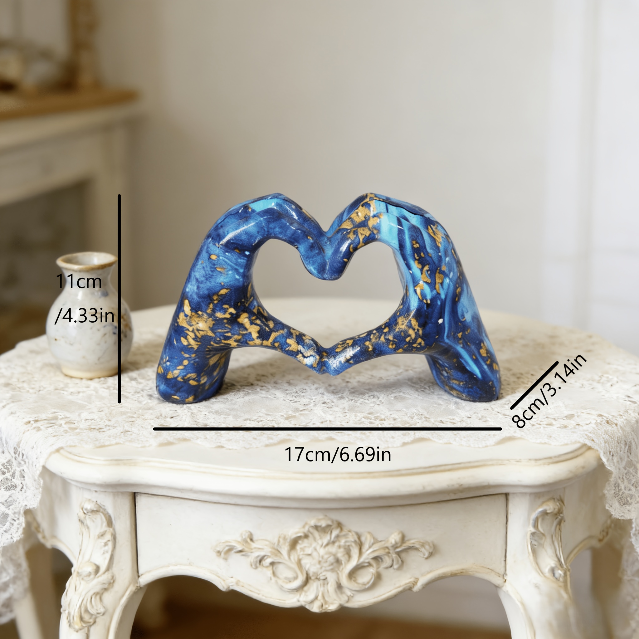 TEMU 1 pièce Figurine en résine Cœur Ciel Étoilé - Arbre sur le thème , convient pour / Décoration, Cadeau de mariage et de Saint-Valentin, Ornement