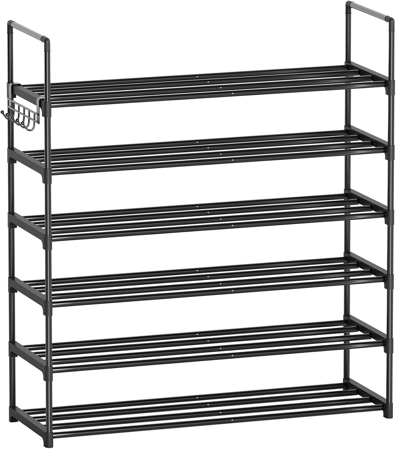 6 tier shoe rack tall capacity 30 pairs shoe storage stackable wide shoe rack for entrance hallway black hanging shoe organizers details 4