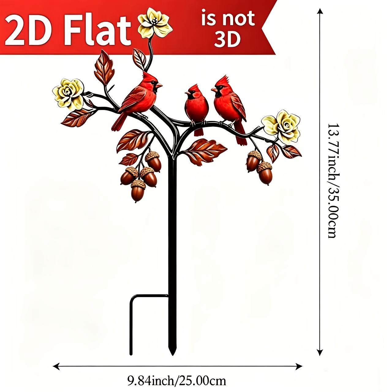 TEMU 2d Flat - 【2d Flat】 2d Flat - [2d Flat] 2d Plane, 1pc Garden Ground Planting - Creative Red Bird Theme Flower Pot Decoration, Outdoor Courtyard