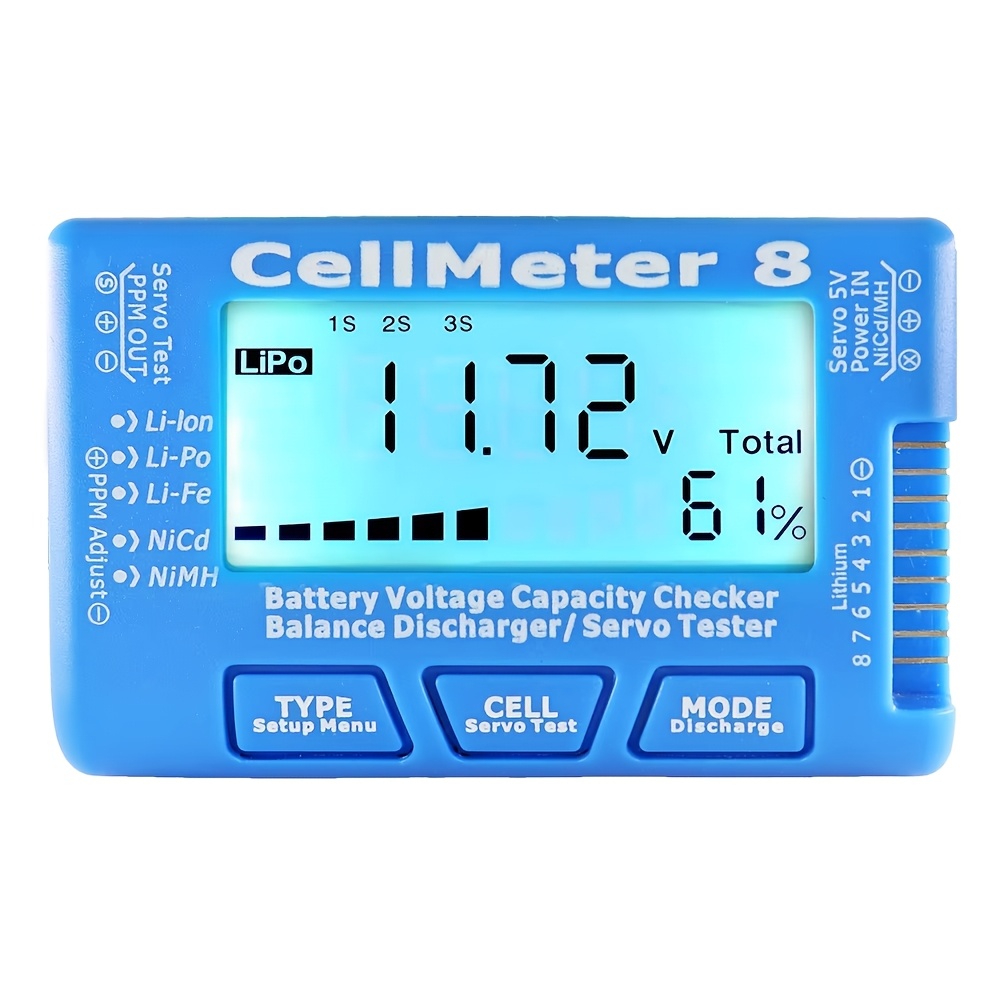 

1pc Cellmeter Battery Tester, High Accuracy 0.001, Plastic, No Required, For , Li-ion, Nimh, ≤36v, Room Electrical Power, Battery Capacity & Voltage Meter