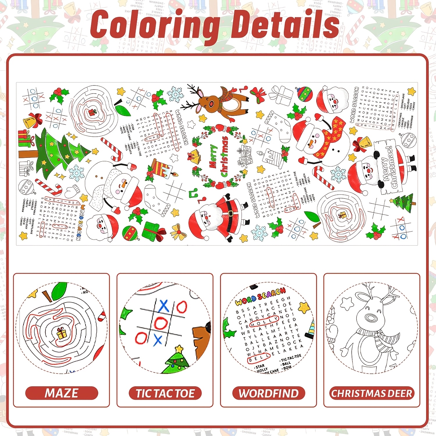 2pcs   christmas coloring tablecloths santa merry christmas design disposable paper table covers for holiday parties 54x108 inches christmas table decorations