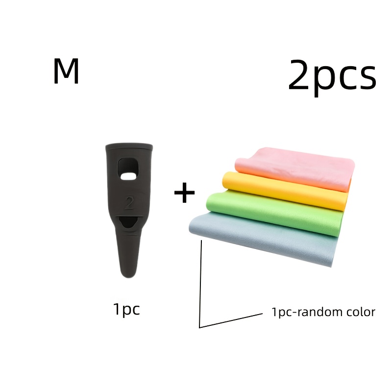 TEMU 2pcs Set (1pc Finger Cover And 1pc Cleaning Cloth) S/m/l Size Touch Screen Finger Cover, Integrated Handwriting Function, Suitable For Touch