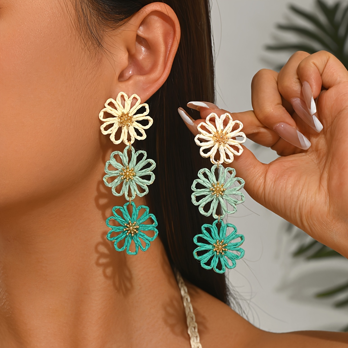 Women's Bohemian Style Multi-Colored Dangle Earrings, Summer Vibes