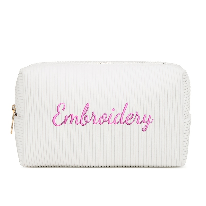 E-shop 6 Farboptionen, Cord-Minimalist-Kosmetiktasche mit Stickerei und personalisierbarem Namen, weich & leicht, großes Fassungsvermögen – ideal für