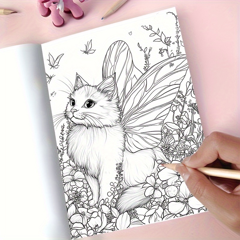 Fairy Cat Coloring Book 22 Pages Thick Paper Creative Halloween