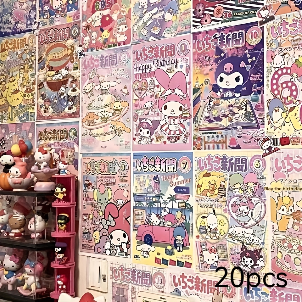 Image of 2d Flat, 20pcs Japanese-style Cute Photo Backdrop Wall Stickers, Decorative Stickers For Instagram-style Dorm Room Wall Background, Jk Room Decoration Christmas Halloween