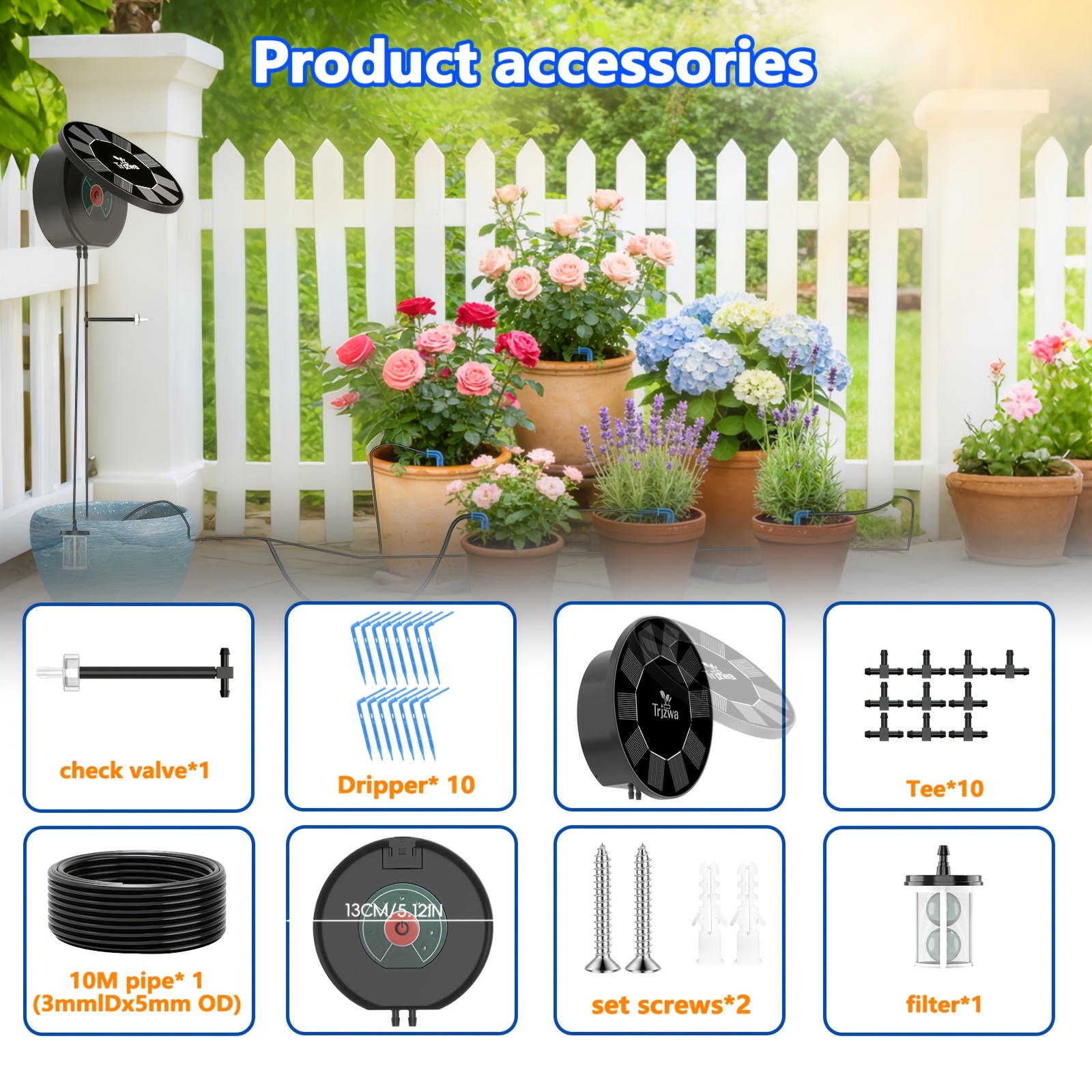 TEMU Solar Drip Irrigation System, Solar Water Pump Garden Automatic Watering Kit, 1500mah/2200mah Battery, Ipx5, Integrated/separate Controller 2