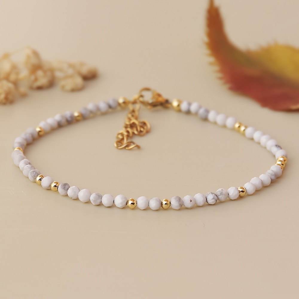 Natural Stone Minimalist White Turquoise Bracelet | Delicate , Perfect For Work And Dates, Ideal Gift For Her