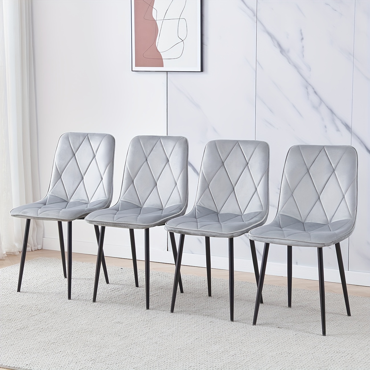 

Set Of 4 Dining Chairs Grey Velvet