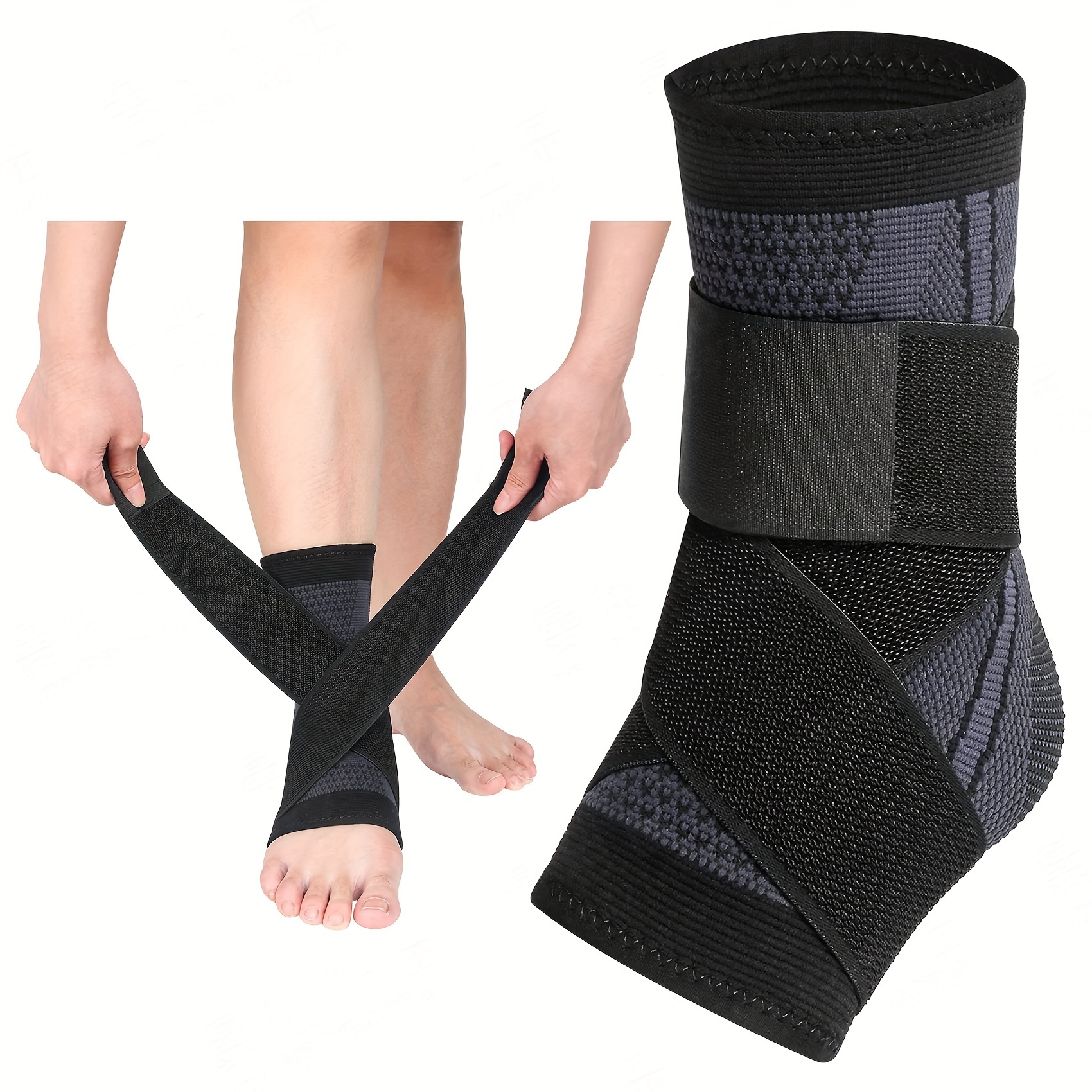 

2pcs Adjustable Ankle Brace Sleeves - Super Nylon Support For , Breathable Mesh Fabric With Hook-and-loop Straps, (1 Pair), Ankle Support Brace