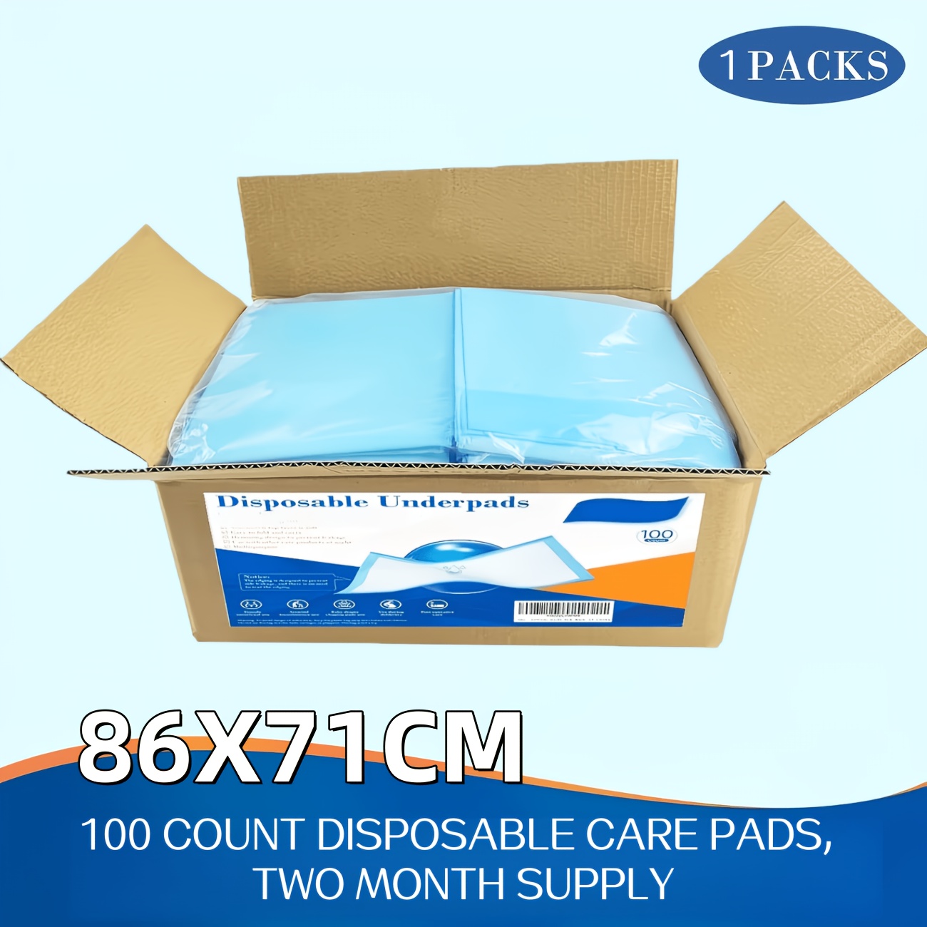 Image of 100 86x71cm Xxxl Bed Pads Disposable For Adult Extra Large, Leak-proof Disposable Bed Pads For Adults, Thick Disposable Underpads, Thick High-quality Super Absorbent Dog Pads, Adult Disposable Bed Pad