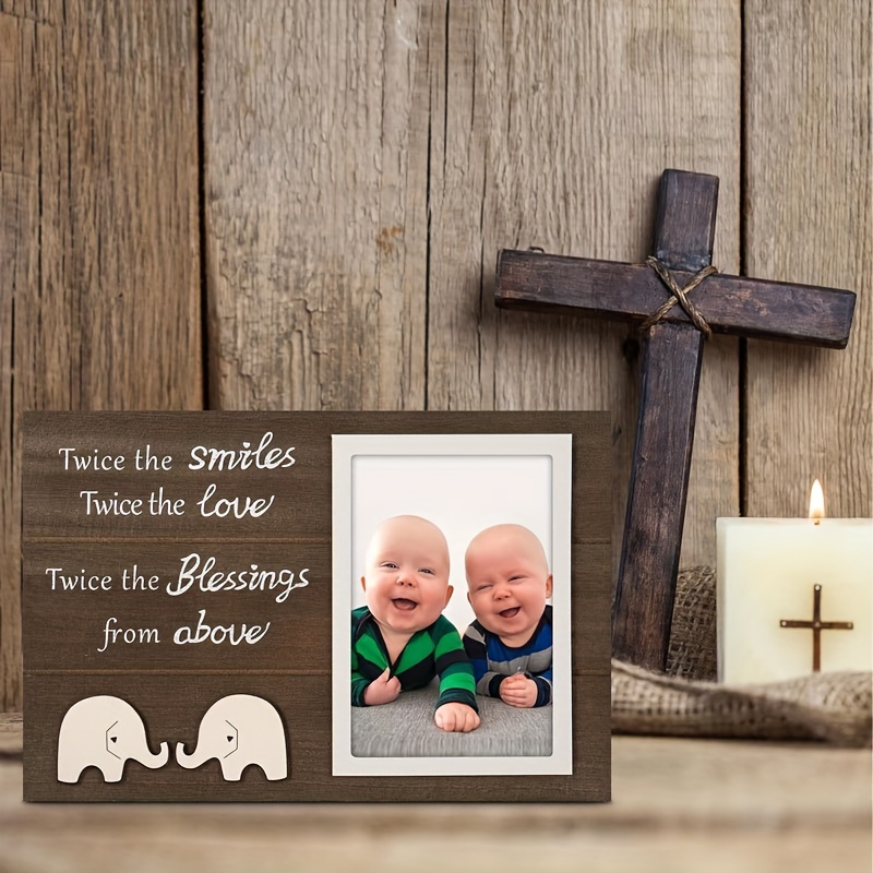 1pc wooden twin photo frame with     the     the love   the   rectangular picture frame for born     keepsake details 3