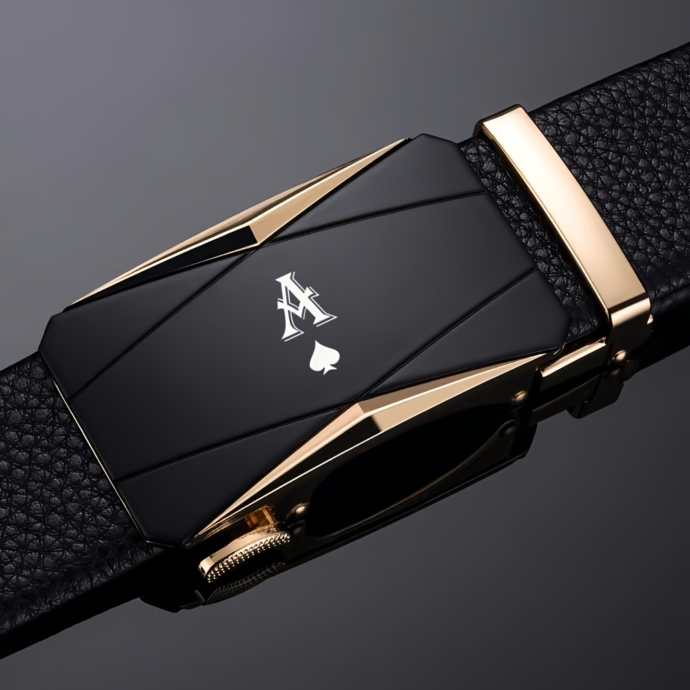 TEMU Ceinture pour homme et polyvalente avec une boucle automatique, ajustable, style trous, avec une extrémité dorée, parfaite pour offrir en cadeau
