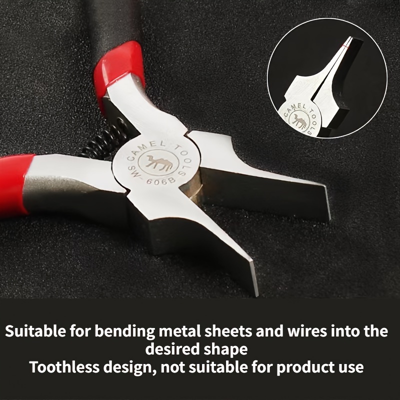 

Steel Jewelry Making Pliers, Toothless Flat Nose Pliers For Bending Metal Sheets And Wires, Diy Hand Tool With Double Layer Anti-slip Handle And Spring Mechanism