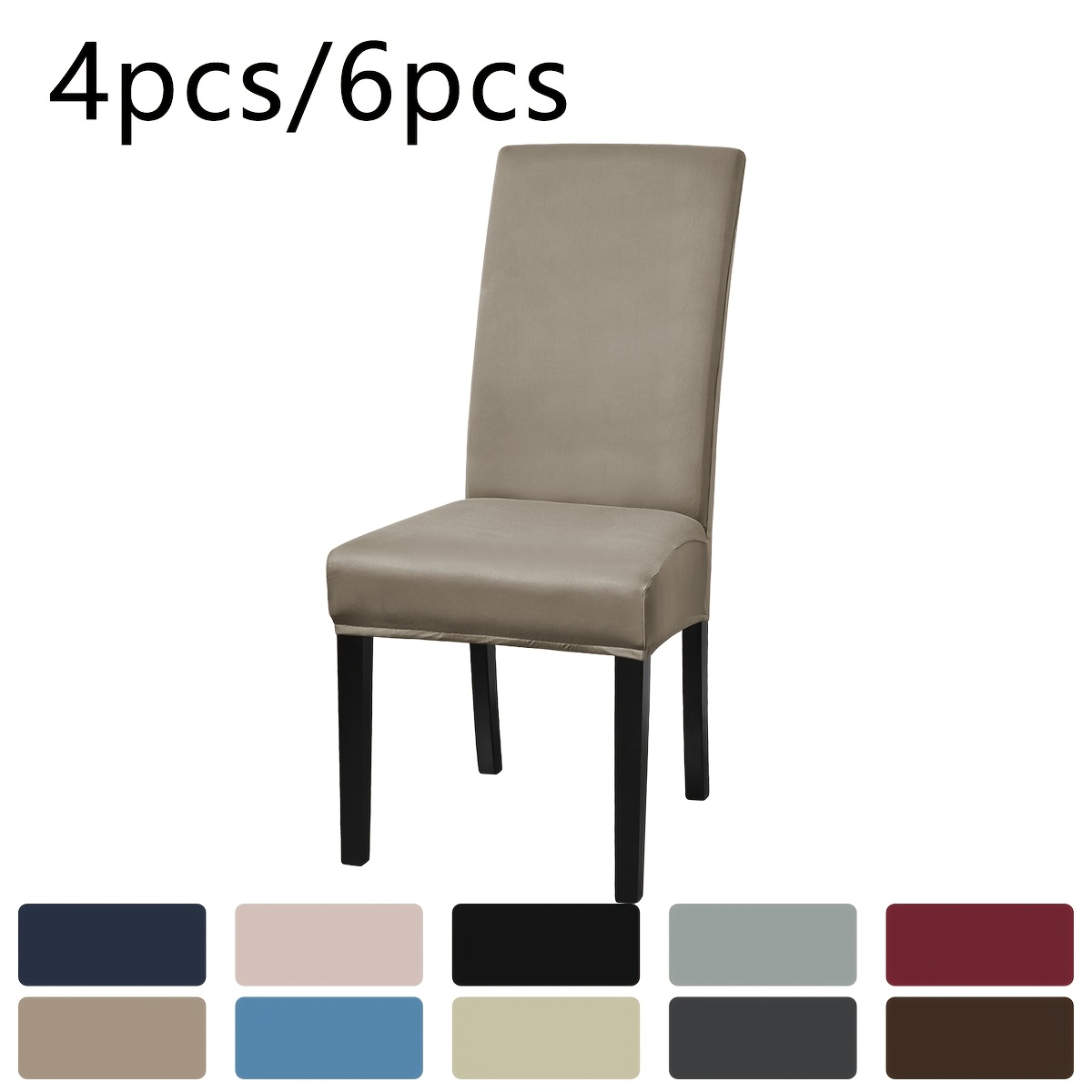 4pcs/6pcs Solid Color High Elastic Full Cover Dining Chair Covers, High Elastic and Cat Scratch General Chair Covers, Suitable for Restaurants, Living Rooms, Hotels (120gsm)