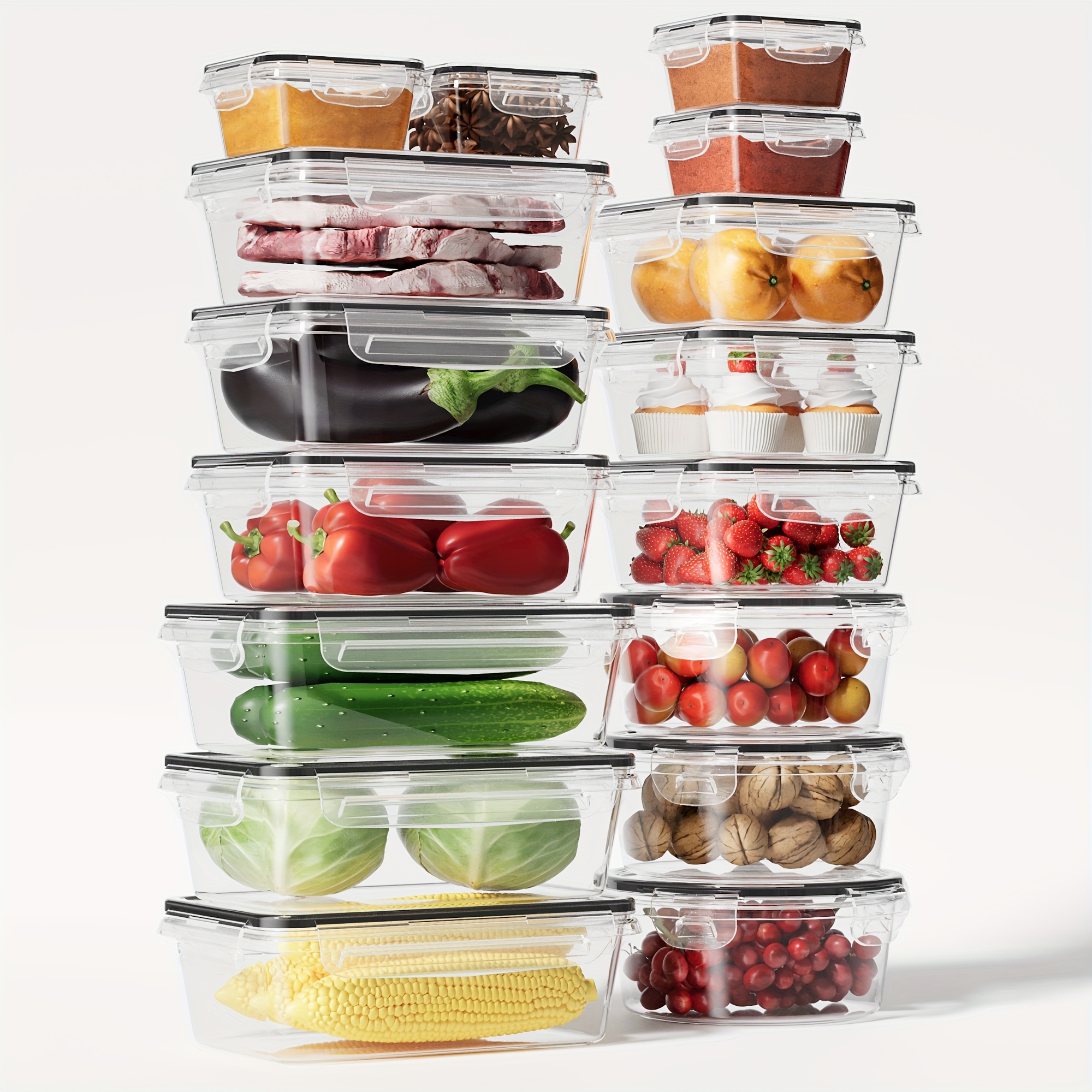 

32pcs Set Of - , For Organization, - Bpa-free (16 + 16 ), Preparation, Reusable , Refrigerator - , Sealing