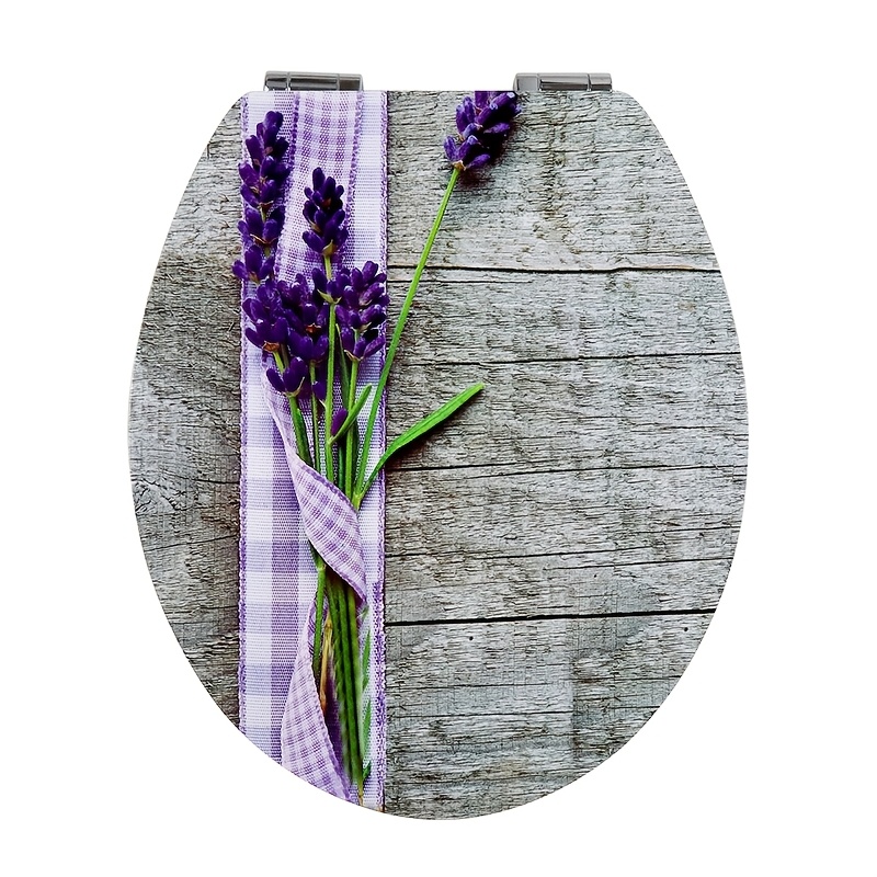 Image of Toilet Seat With Mechanism, Mdf Toilet Lid, High-quality Toilet Seat, Stable And Does Not Wobble, , Toilet Seat With Design (lavender)