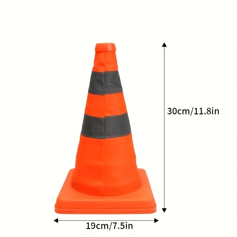 TEMU 1pc Retractable Reflective Cone Folding Cone Retractable Cream Bucket Cone Emergency Warning Cone Sign Bucket Road Barrier