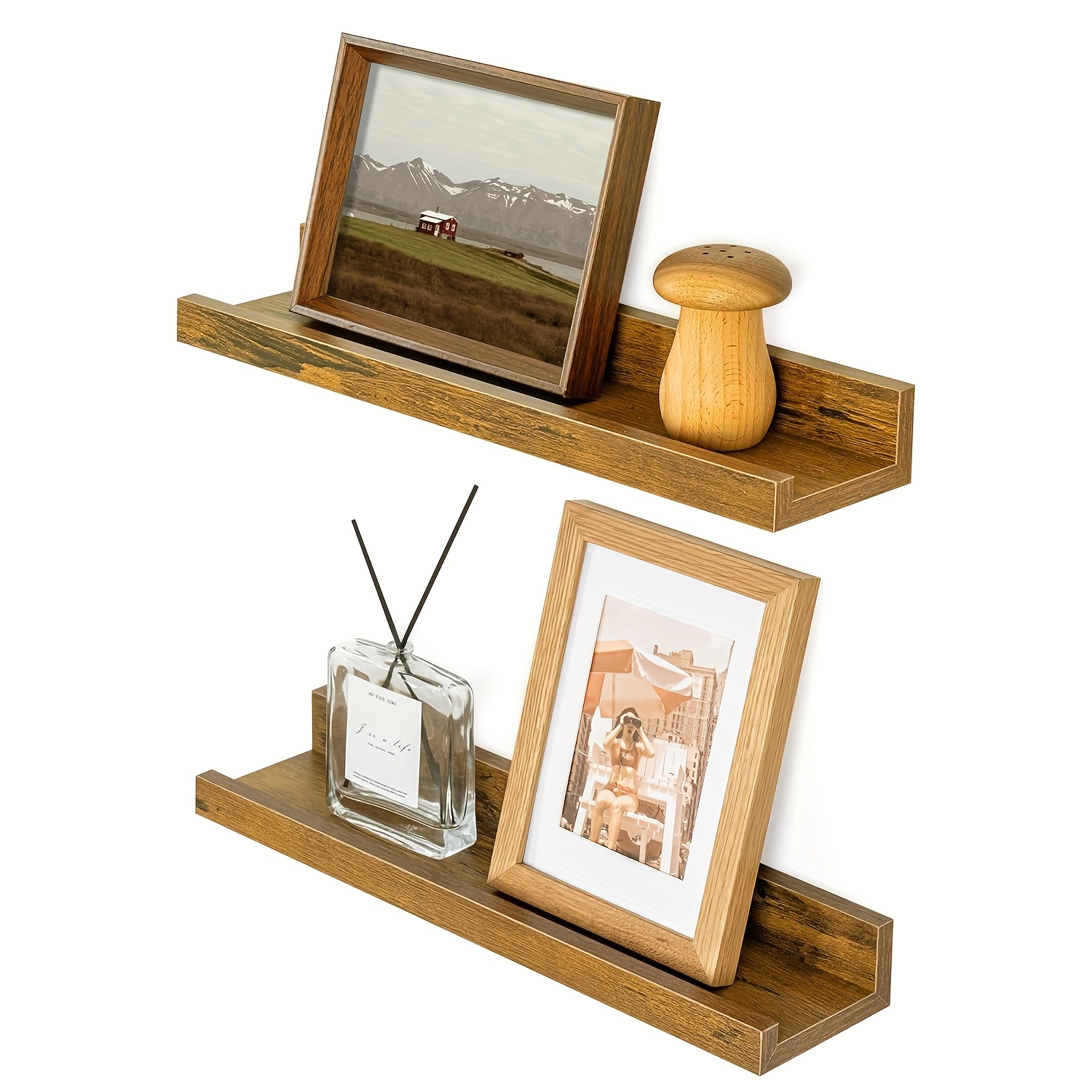 2pcs Small Wall Mounted Floating Racks for Picture Display