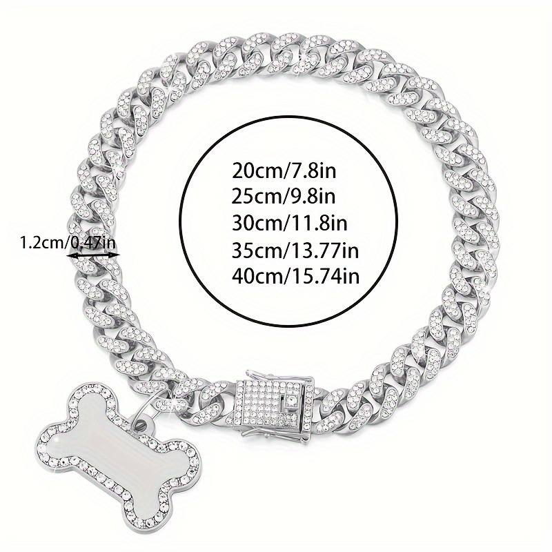 diamond like collar id tag sparkling Temu