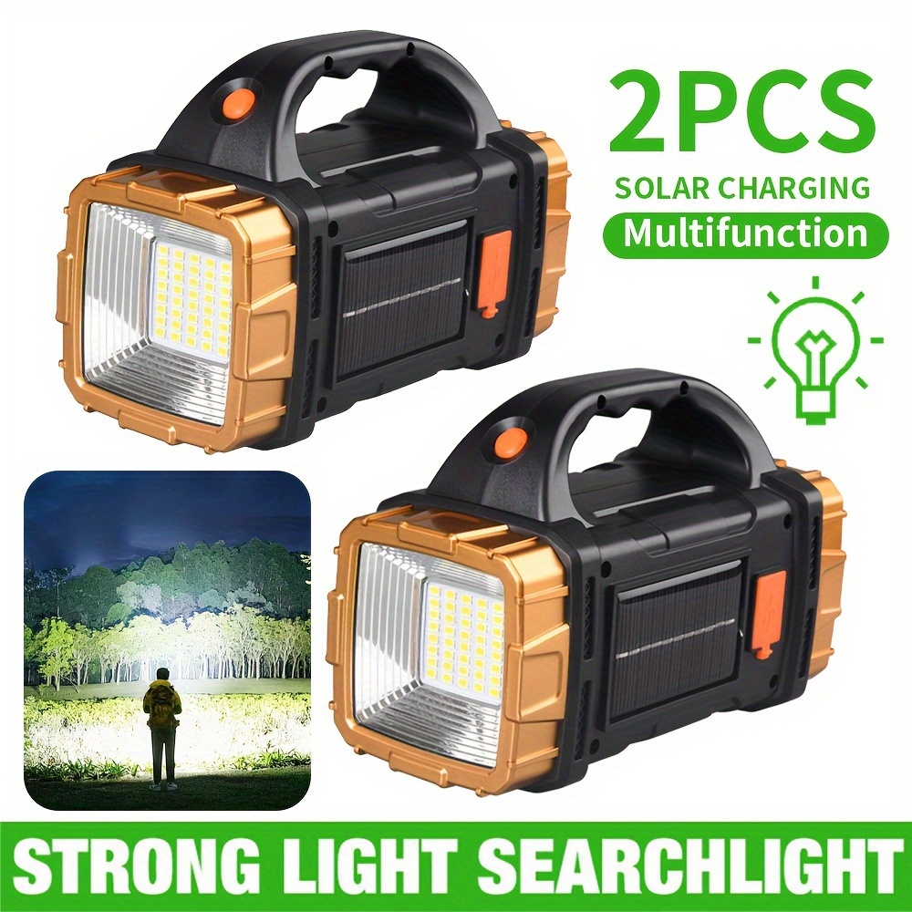 

2 Led Handheld Lights Solar Rechargeable Outdoor Multifunctional Camping Light 6 With Side Light Cob Emergency Lighting Flashlight Outdoor Light