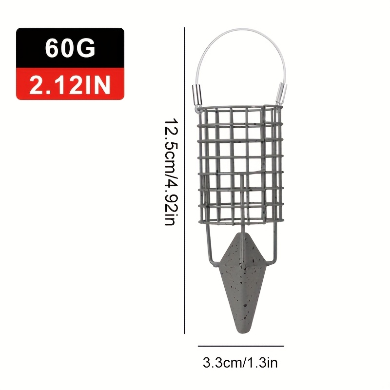 TEMU Ftk 1pc Carp Cage Feeder Weighing 30g/1.06oz-60g/2.12oz European Fishing Equipment Spotted Style, Won't Rust, Suitable For Carp Fishing