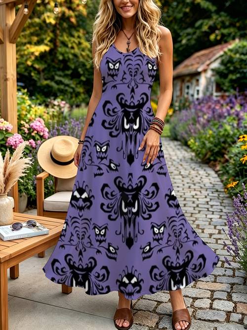 womens fashion halloween inspired gothic dress mixed color multiple specifications featuring spooky monster print whimsical dark aesthetic suitable for daily wear and party occasions comfortable and stylish design