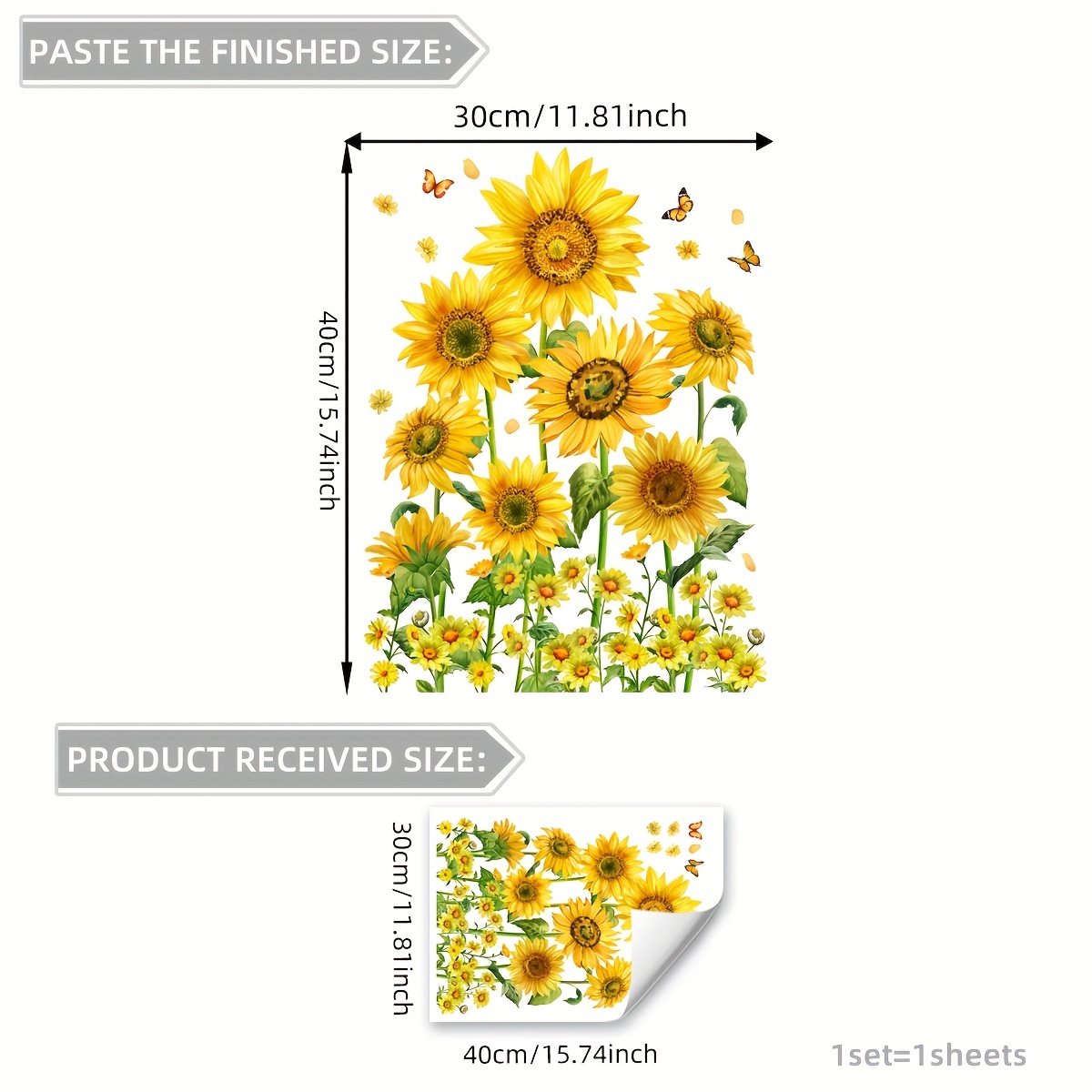 Image of A (30*40cm) New Sunflower Trash Can Sticker, Living Room Bedroom Decorative Background Wall Sticker (m17509-kr)