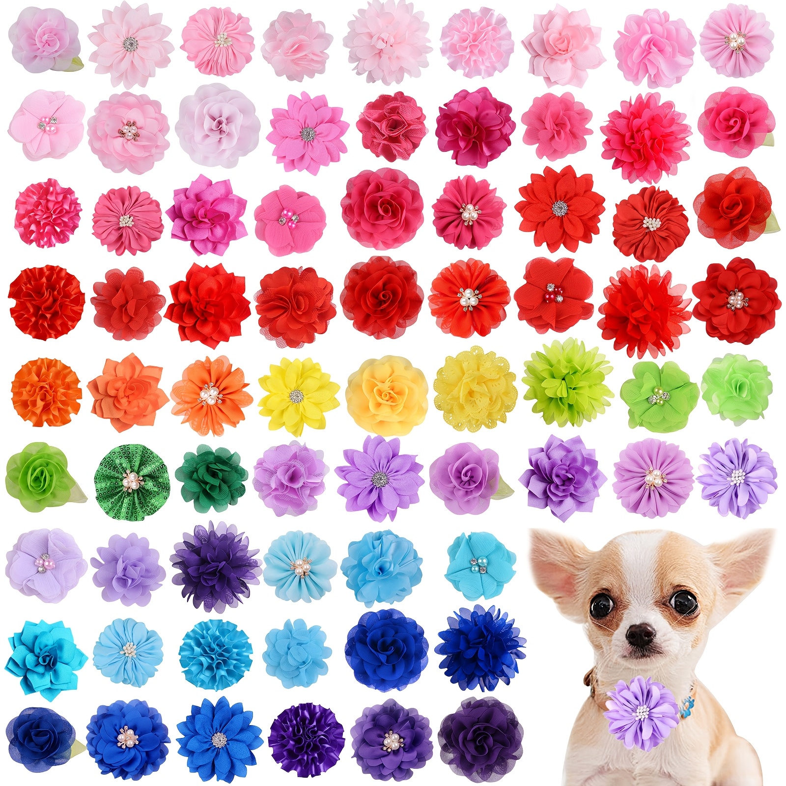 

5pcs Assorted Macaron Colors Pet Flower Collar , Dog Mommy Beauty Decorations, Random , Colors, For Pet Grooming Accessories