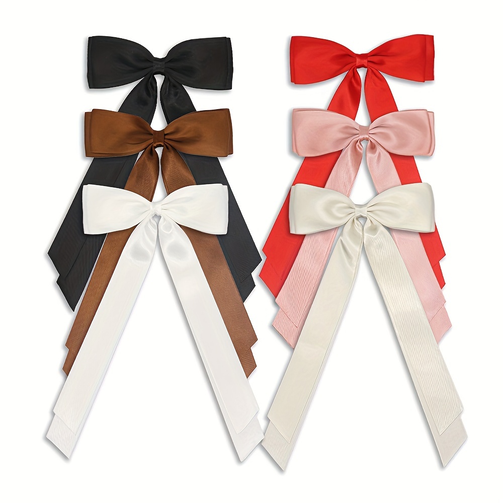 

2pcs/set Solid Color Ribbon Bowknot Hair Clips Double Layer Hair Barrettes Trendy Hair Accessories For Women And Girls