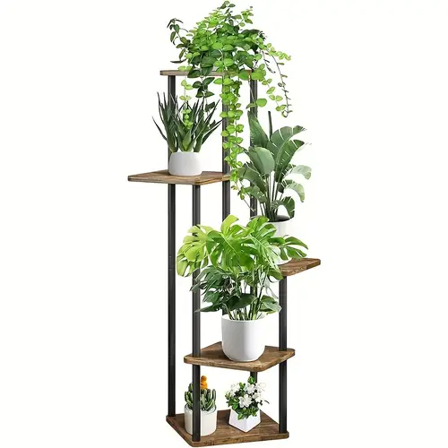 4 5 tier rustic metal plant stand multi pot display shelf for indoor outdoor ideal for living room balcony garden storage versatile corner frame with powder coated