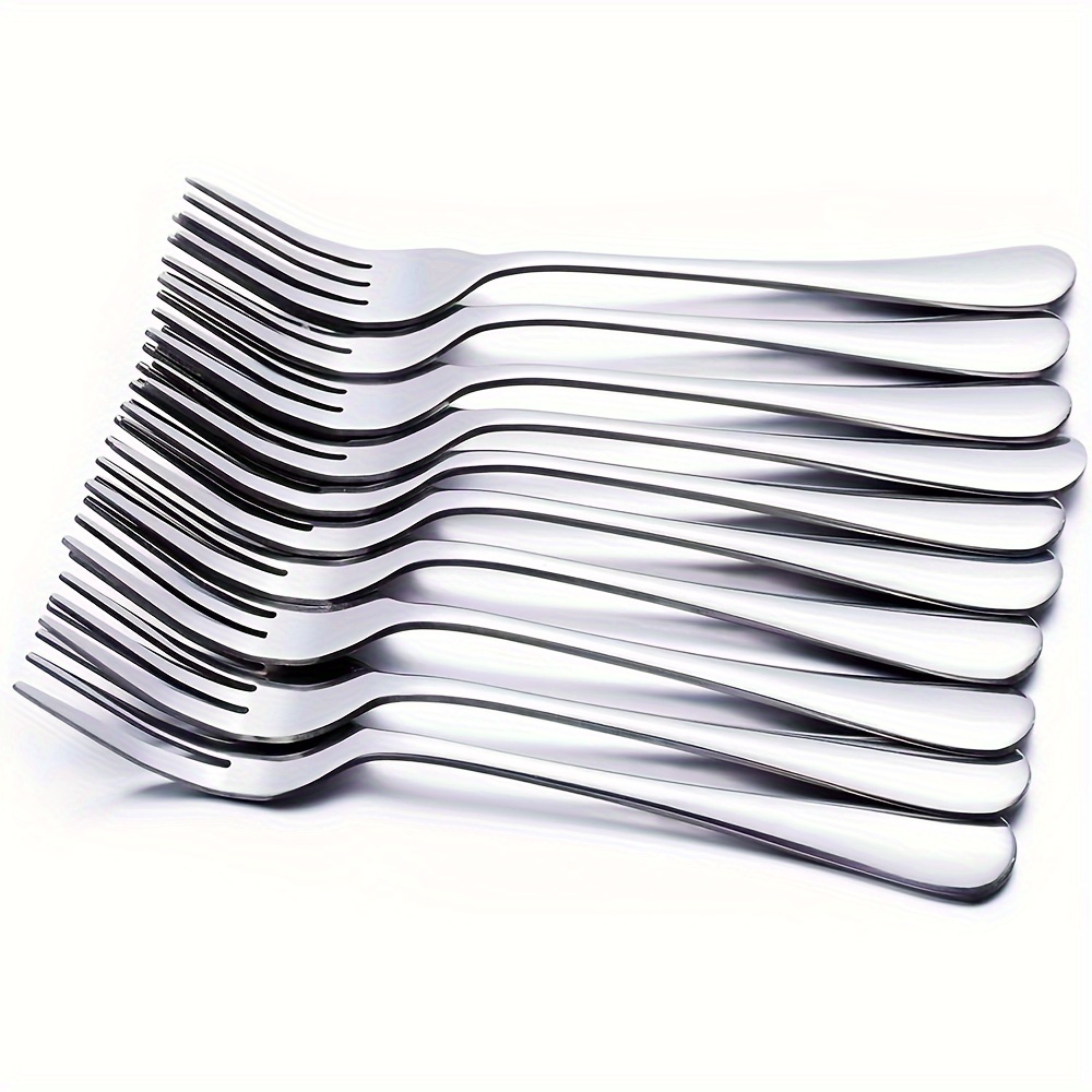 TEMU 10pcs Dining Fork (8.1in) Stainless Steel Fork, Dining Fork, Salad Fork, Main Dining Fork, Mirror Polished, Suitable For Restaurants, Kitchens,