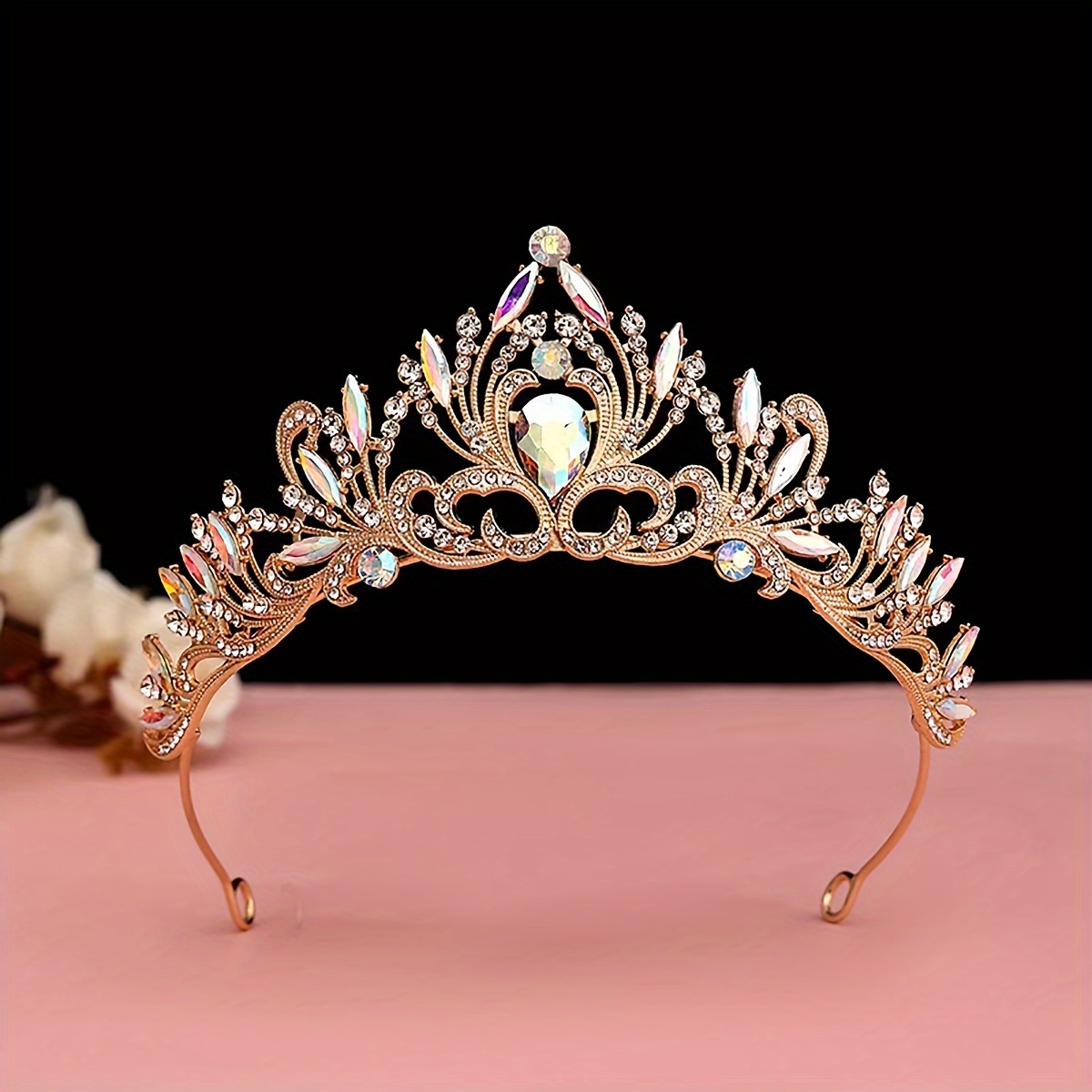 

1pc Style Alloy Crown Tiara, Bridal Headpiece, Wedding Accessory, Birthday Crown, No Feather, Carnival/mardi Gras/masquerade