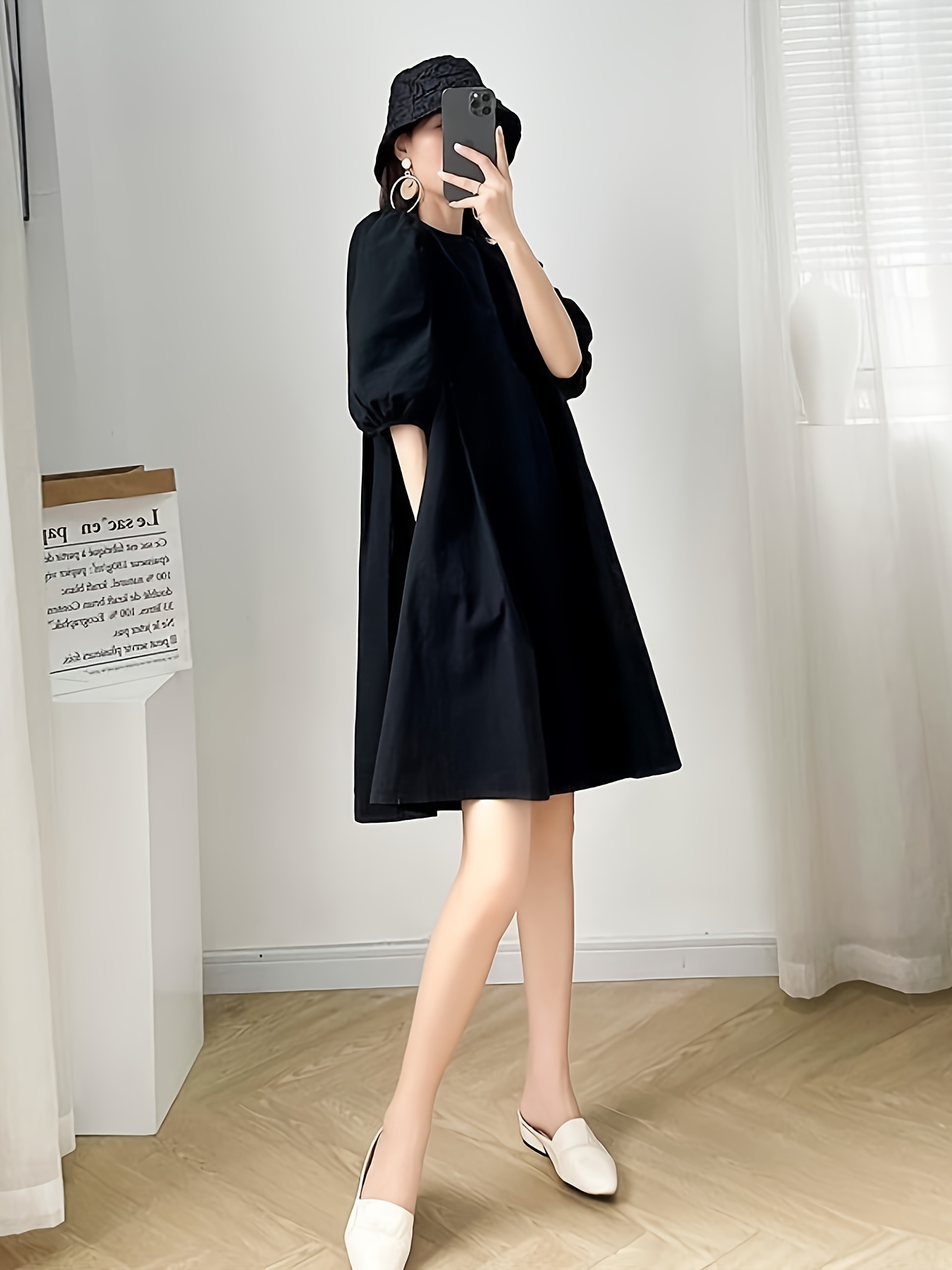 Cap Sleeve Little Black Dress Midi Length Noisy May Cap Sleeve