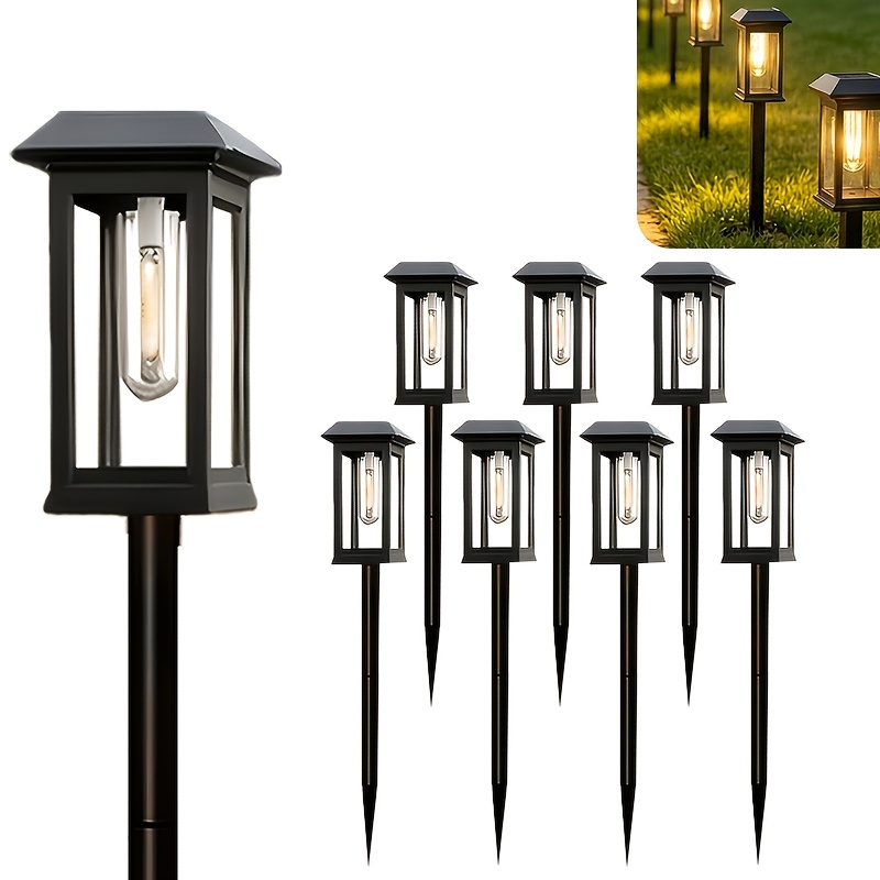 TEMU 4/8pcs Outdoor Solar High Brightness Ip65 Automatic , Suitable For Garden, Terrace, Trail, Landscape Lighting, Perfect Gift For (warm Light)