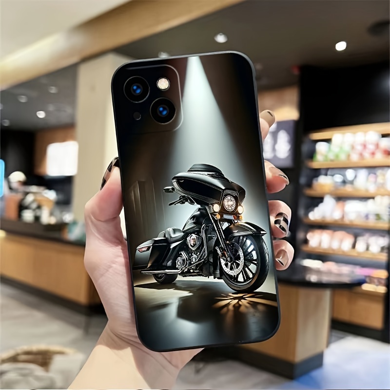 TEMU Tpu Protective Phone Case For 11/12/13/14/15 Series - Stylish Personalized Design With Butterfly And Motorcycle Graphics - Durable Shockproof