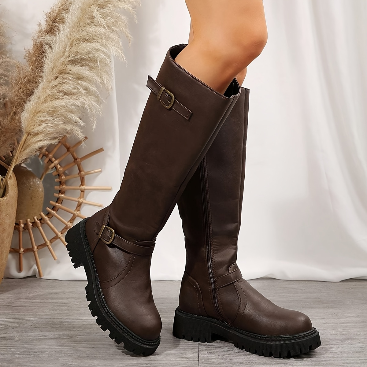 botas altas mujer estilo western gruesa goma cierre Temu Guatemala