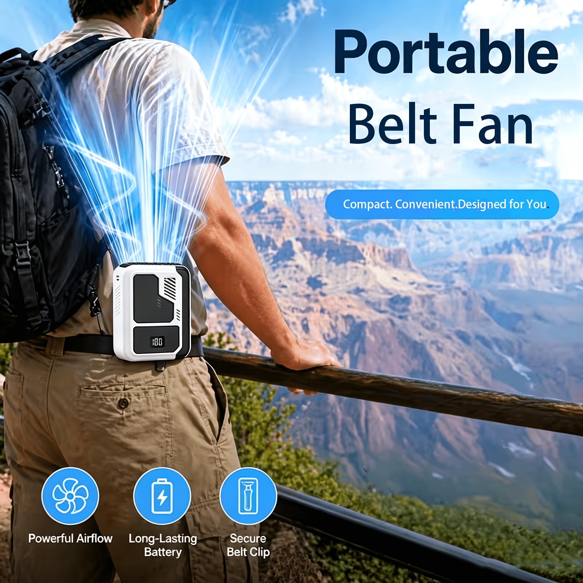 Image of Usb- Portable Desk Fan With Lithium Battery & Usb - 3- Wind Cooling Fan Suitable For Home, Office, Travel, Indoor/outdoor Use, Compact Plug-and-play, Ideal Summer Gift For And