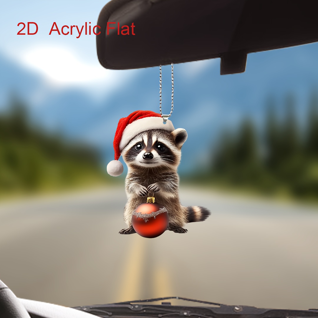 

Rustic Raccoon Christmas Ornament, Acrylic Keychain, 2d Decor, No Power Needed, Home & Kitchen Decor