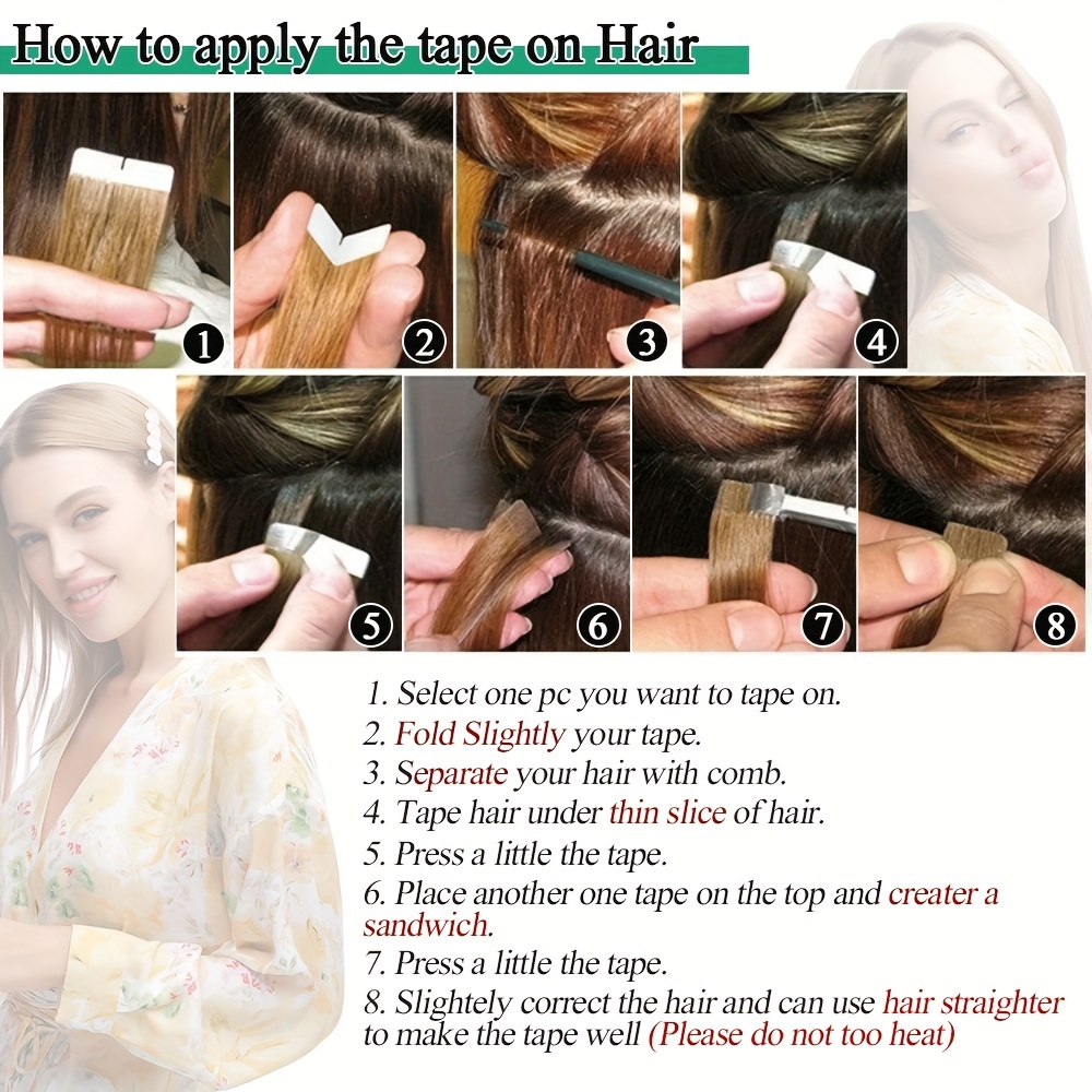 25g pack 10pcs tape in hair extensions human hair real human hair tape in extensions straight skin weft100   seamless human hair extensions for women 12 24 inches details 8