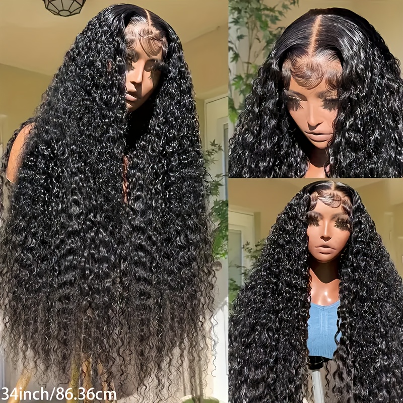 TEMU 14a 28 Inch 13x6 Lace Front Wigs Human Hair Transparent Lace Frontal Wig Glueless Wig Hd Lace Front Wigs Pre With Baby Hair 250% Density Curly Human Hair Wig