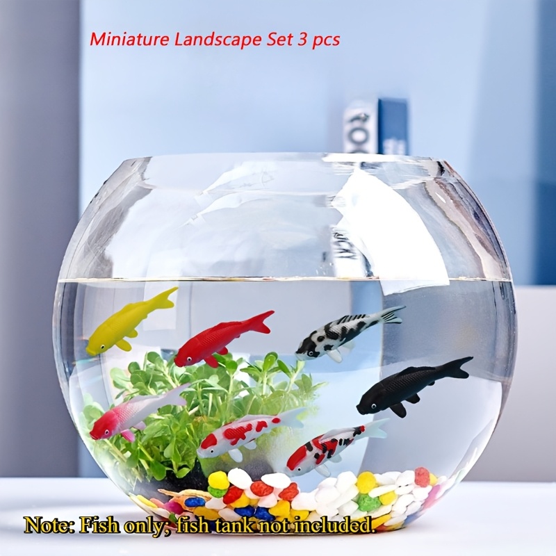 TEMU 3pcs Simulated Koi Fish Aquarium Decorations | Random Colors Of Artificial Fish | Freshwater Tank/pond Landscape Ornaments | Resin,