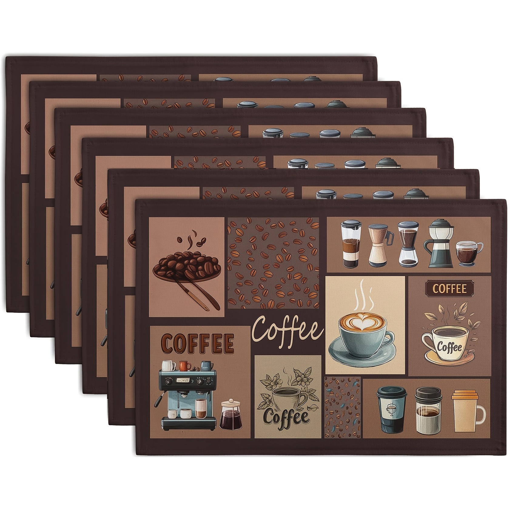 TEMU 4 ou 6 nappes à café rétro marron, idéales pour d'anniversaire de mariage et les décorations de fête intérieure/extérieure. Chaque taille mesure