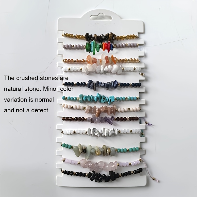 Image of 12pcs/set Random Stone Irregular Bracelets Colored Crushed Stones Adjustable Woven Bracelets Suitable For Men And Women Daily Wear