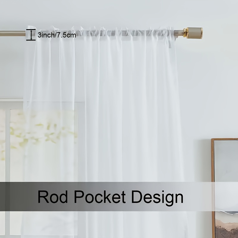 Image of Collection Of 4 Sheer Curtain Panels, Designed To Filter Light, Suitable For Window Treatments In Dining Rooms, Bedrooms, And Living Rooms
