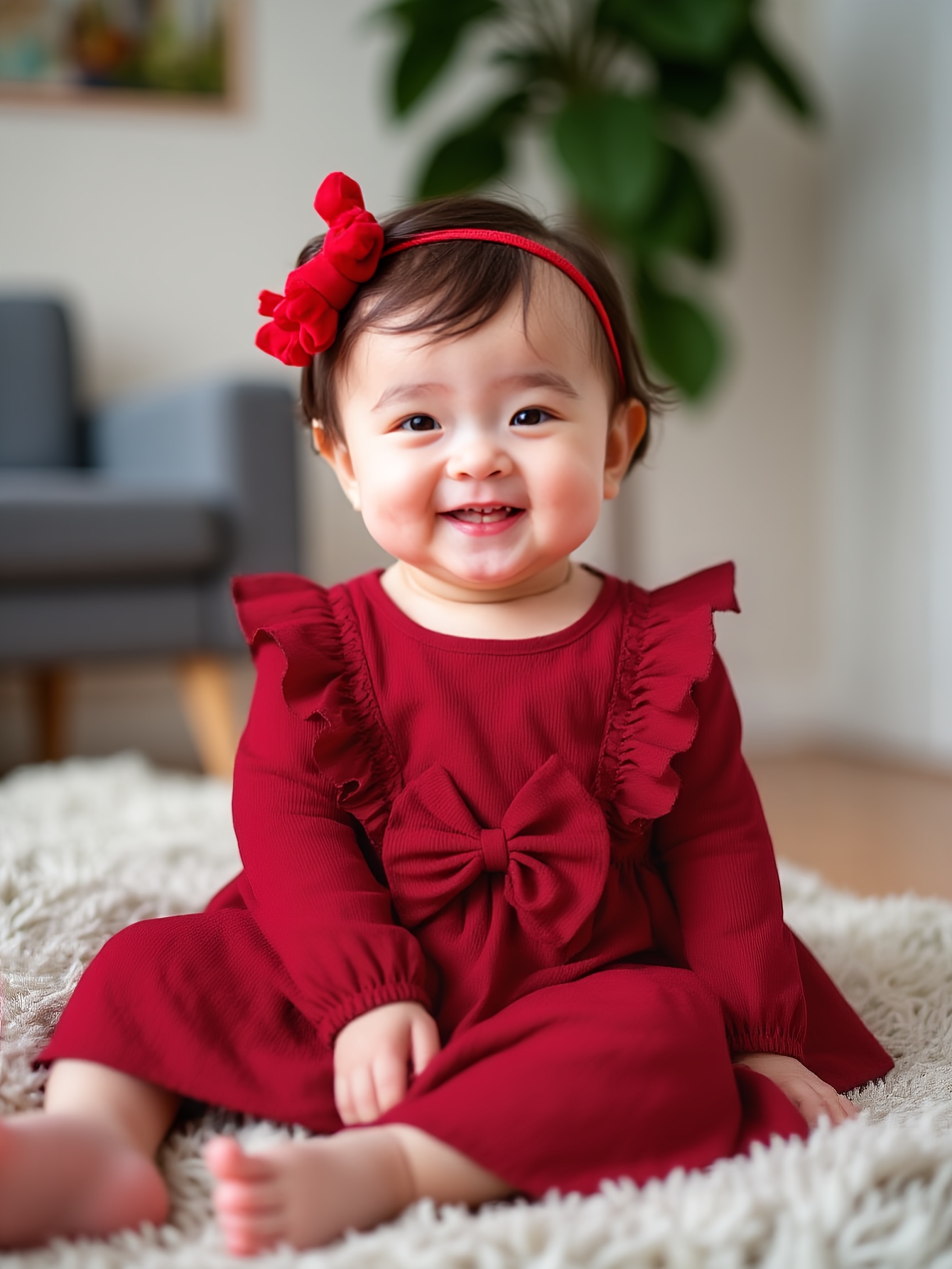 strapless open back dress Red & White Christmas Birthday Dress for Baby Girls