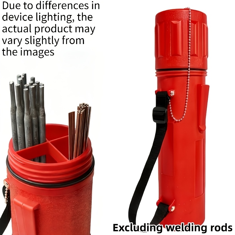 TEMU Heavy-duty Welding Electrode Storage Tube (3.5" X ") - Moisture-proof Welding Rod Container With Adjustable Shoulder Strap & Leash-lid, Divided