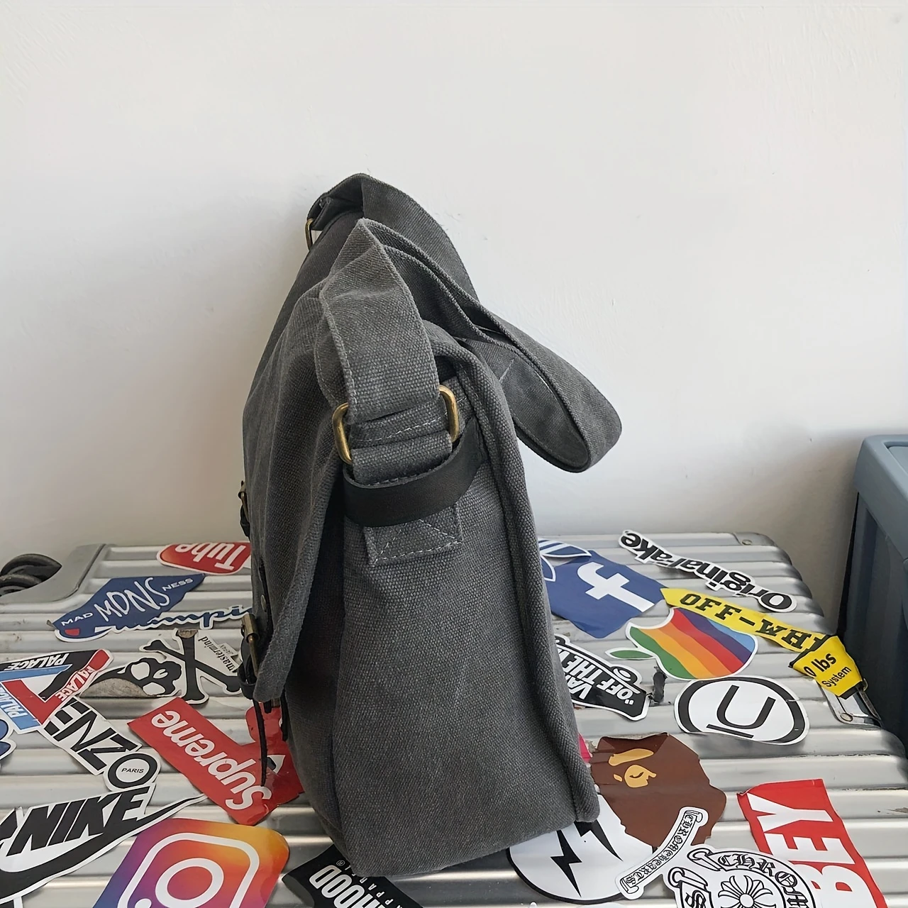 stylish vintage messenger bag crossbody satchel for laptop and everyday use details 7